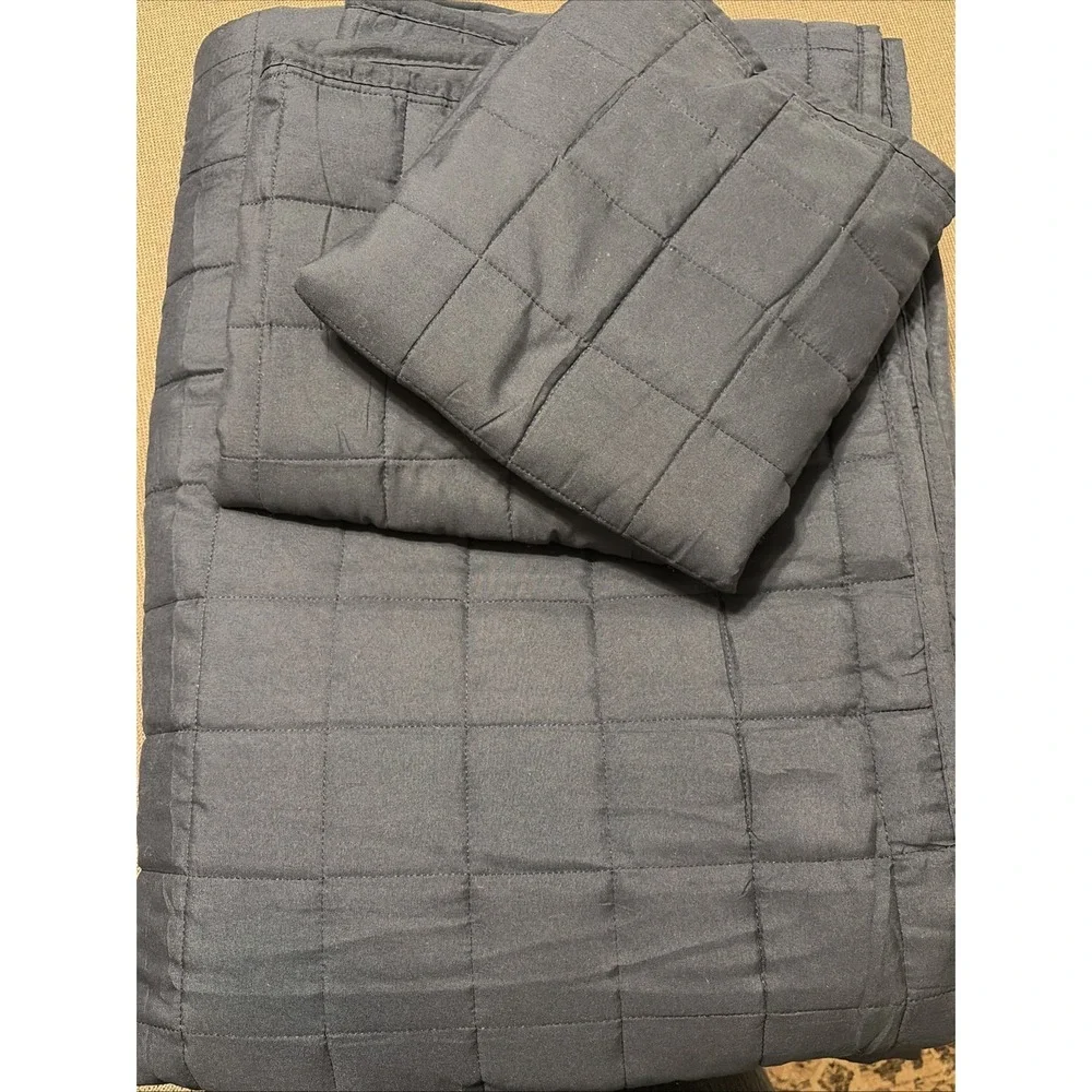 Ienjoy Home Navy King Quilted Modern Minimal Farmhouse 3-Piece Comforter Set‎